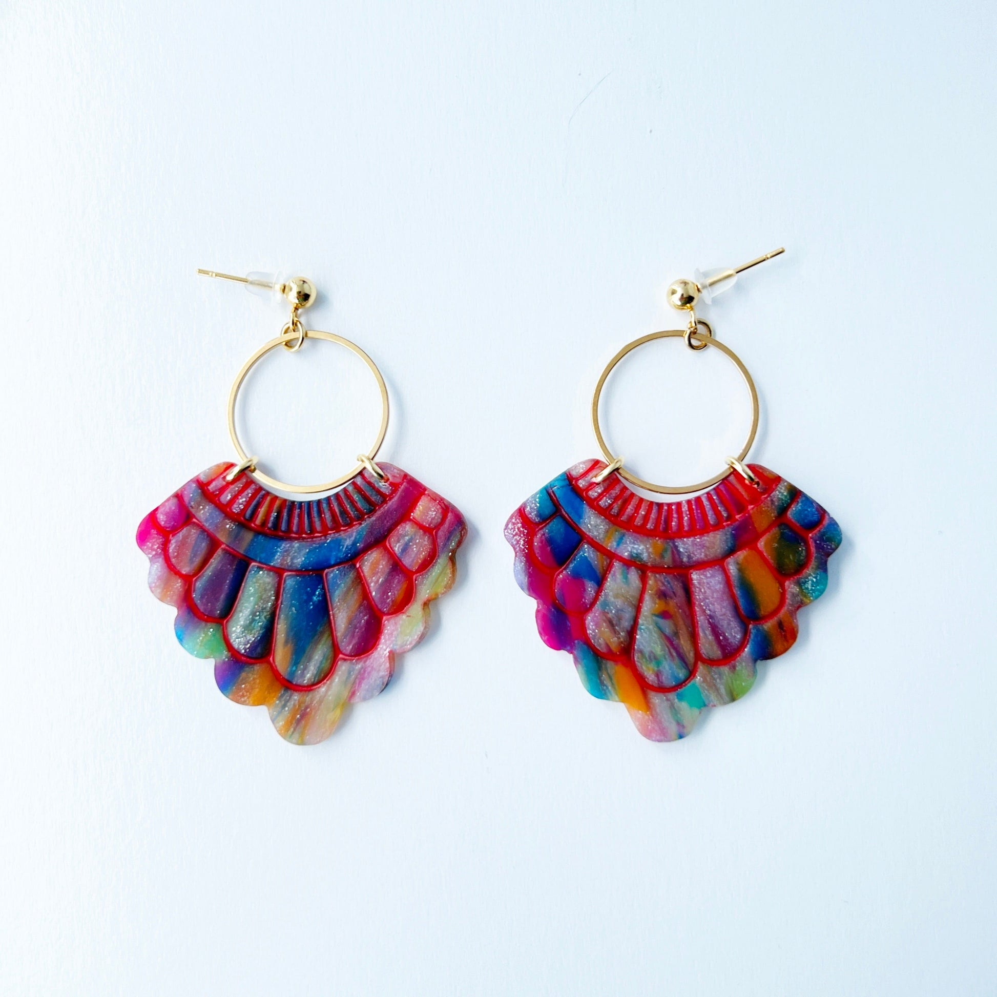 Earrings Rainbow Fan Statement Earrings