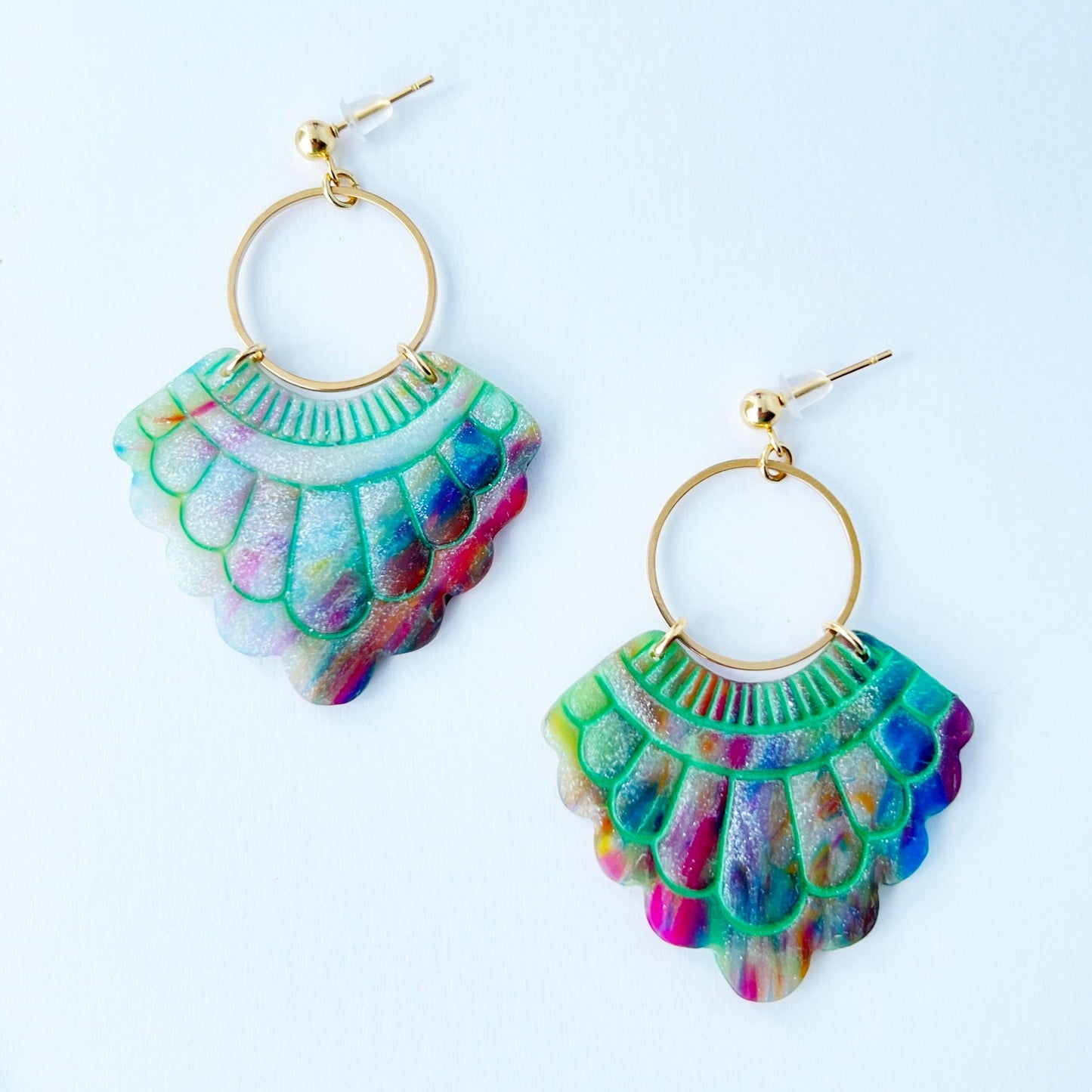 Earrings Rainbow Fan Statement Earrings