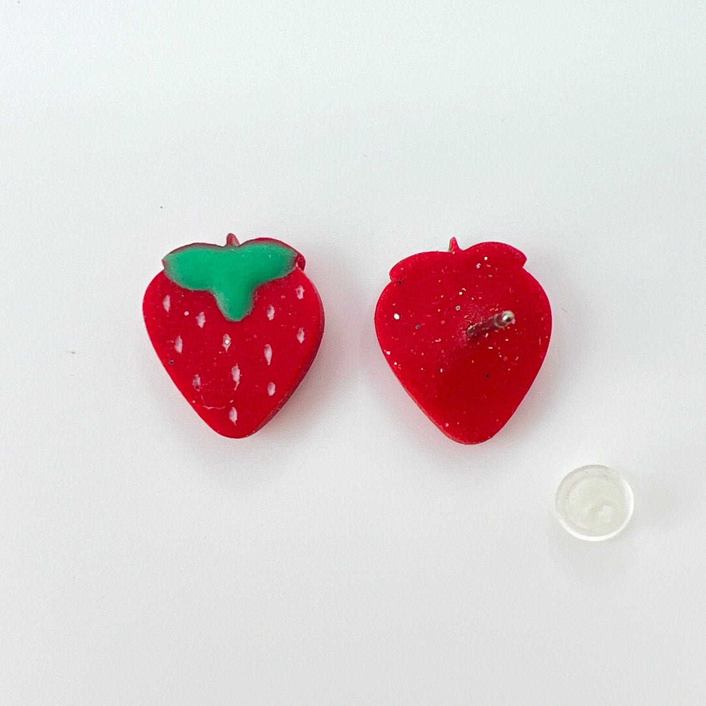 Earrings Red Strawberry Polymer Clay Stud Earrings – Titanium Posts