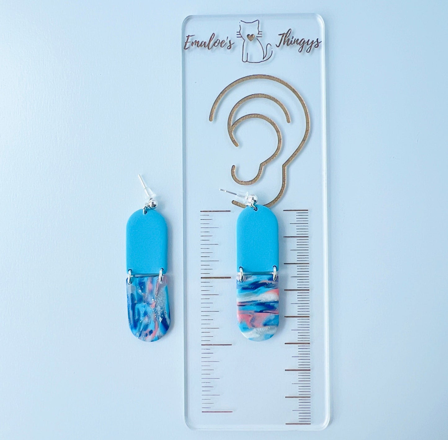 Earrings Shimmering Sky Blue Marbled Dangle Earrings