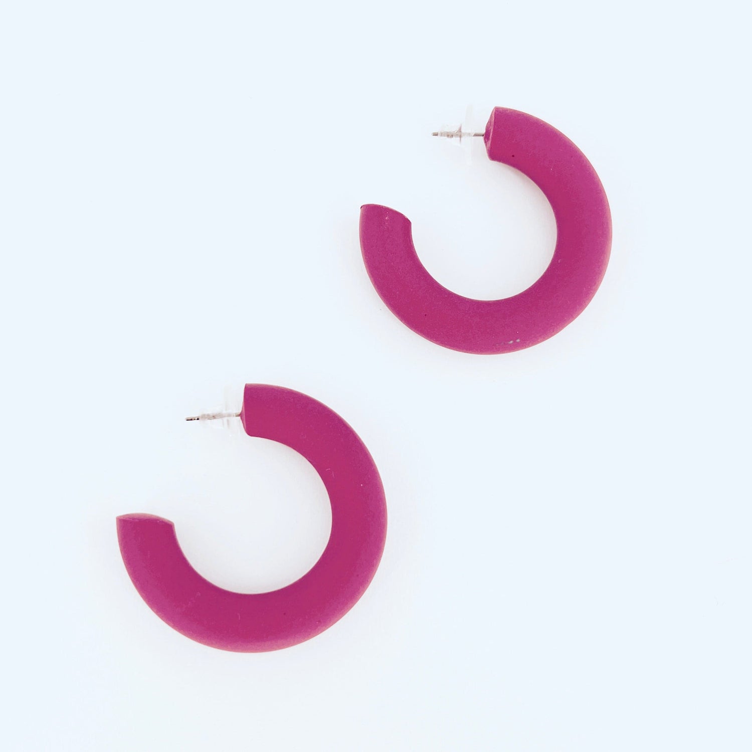 Earrings Plum Small Clay Hoops