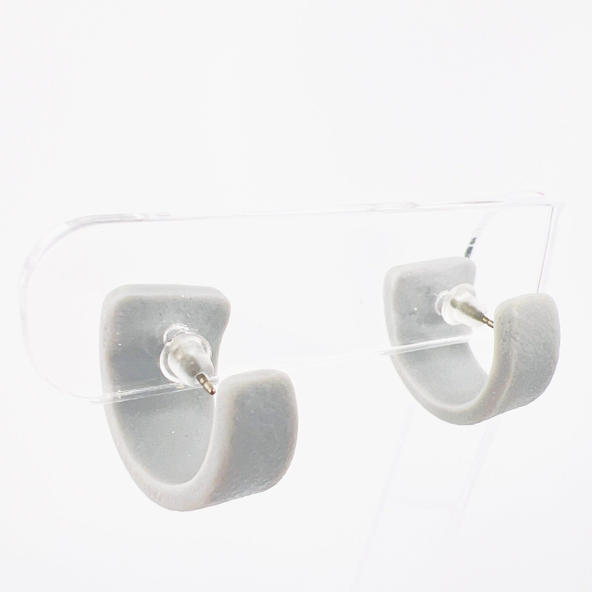 Earrings Grey Triangle Mini Hoops (Huggies)