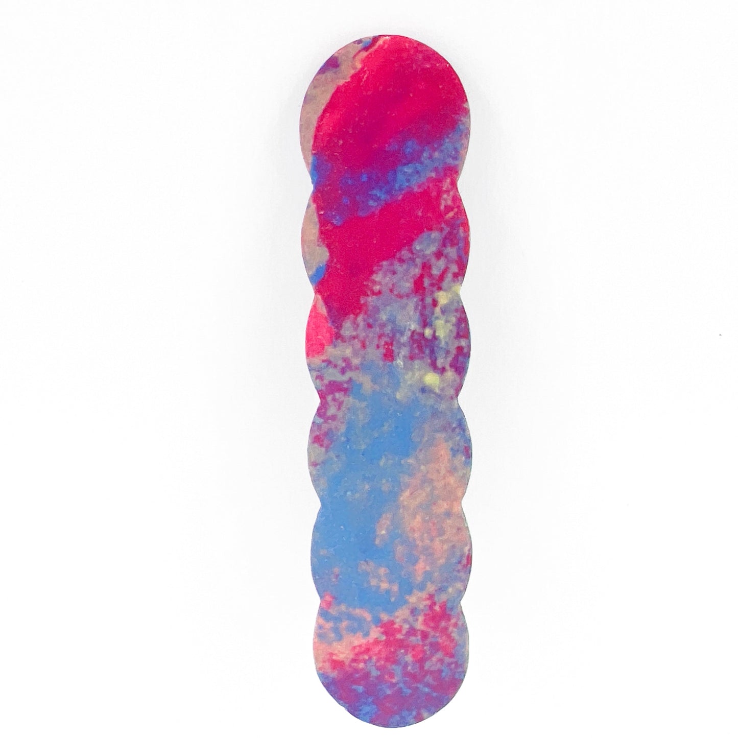 Hair Clip Marbled Pink, Blue, Yellow Scalloped Hair Clips