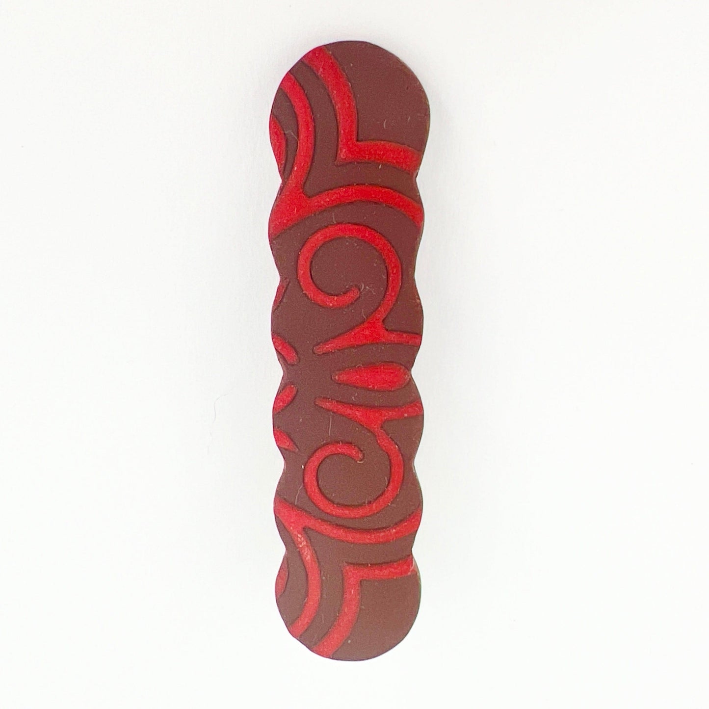Hair Clip Brown with Red Mandala Scalloped Hair Clips