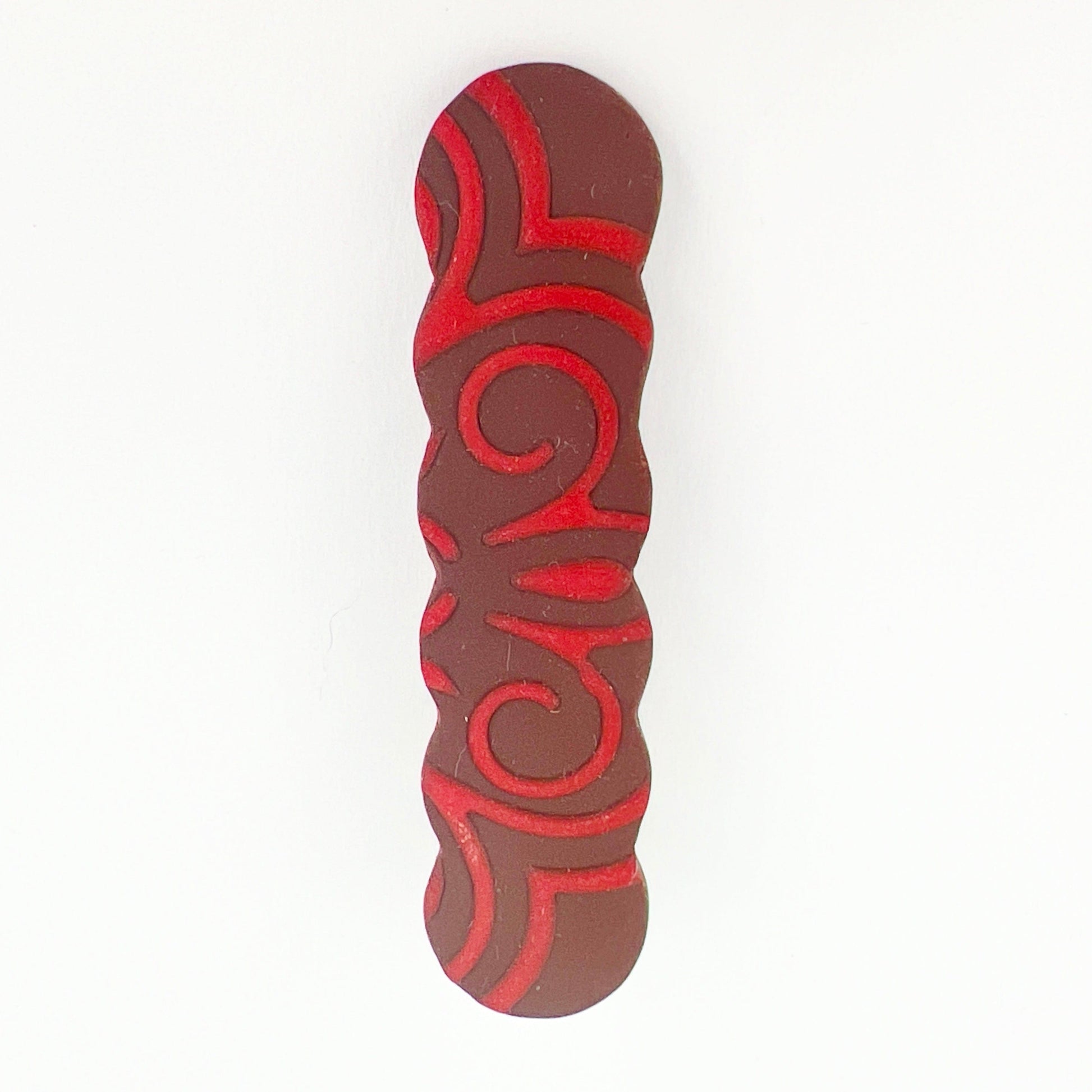 Hair Clip Brown with Red Mandala Scalloped Hair Clips