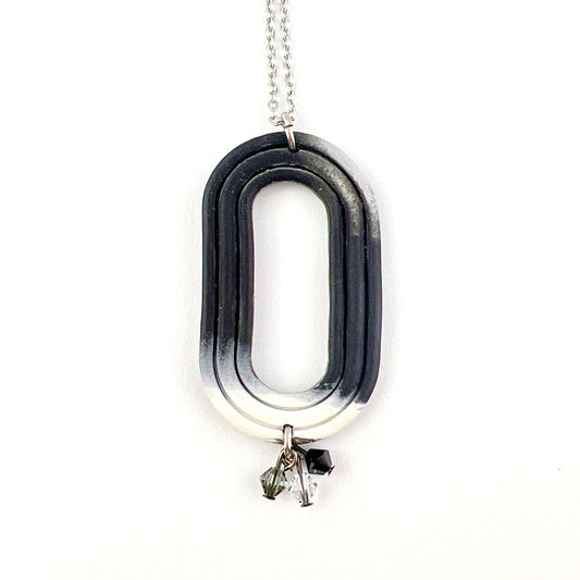 Necklace Black, Gray, White Oval Necklace