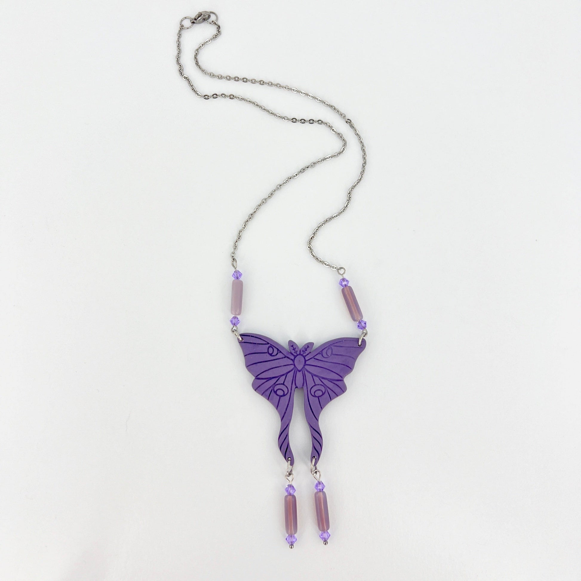 Necklace Moth Necklace with Beads