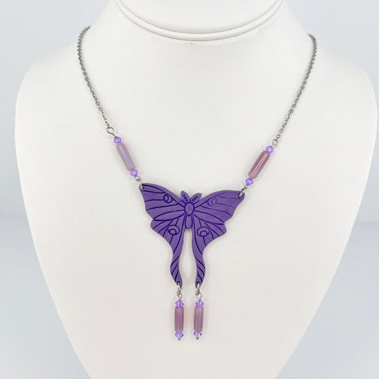 Necklace Moth Necklace with Beads