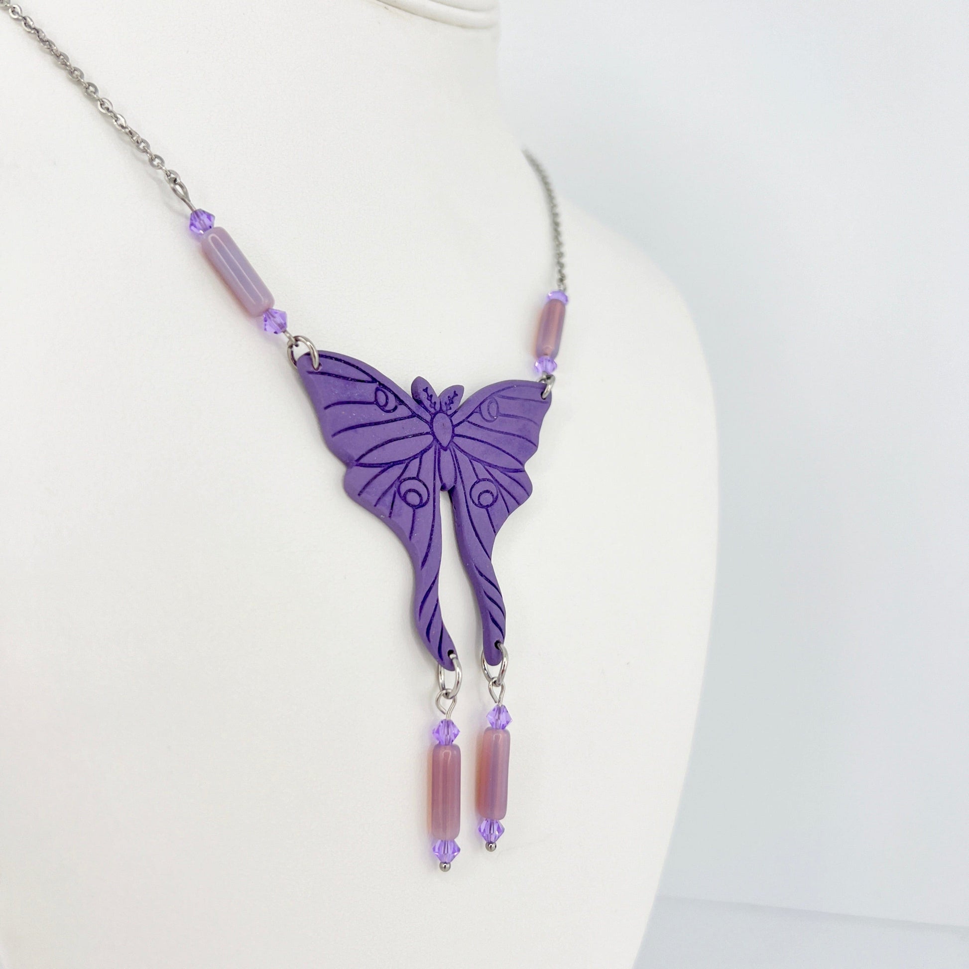 Necklace Moth Necklace with Beads