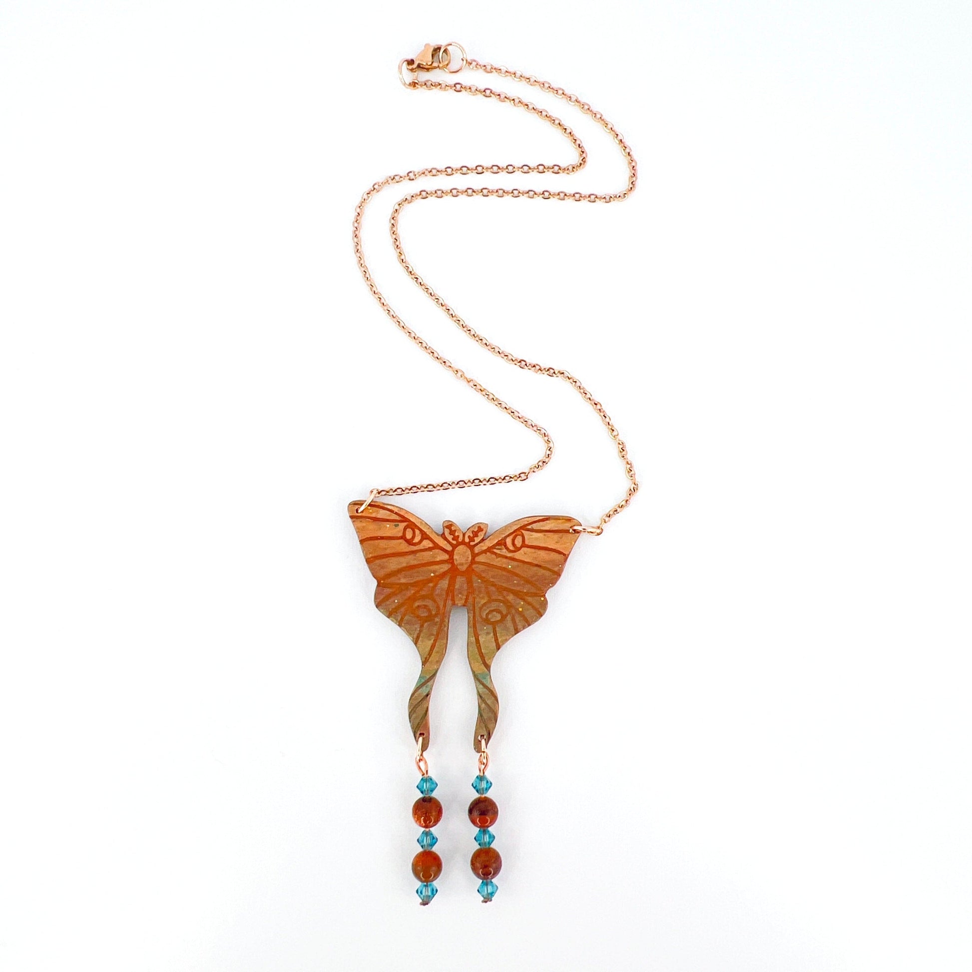 Necklace Moth Necklace with Beads