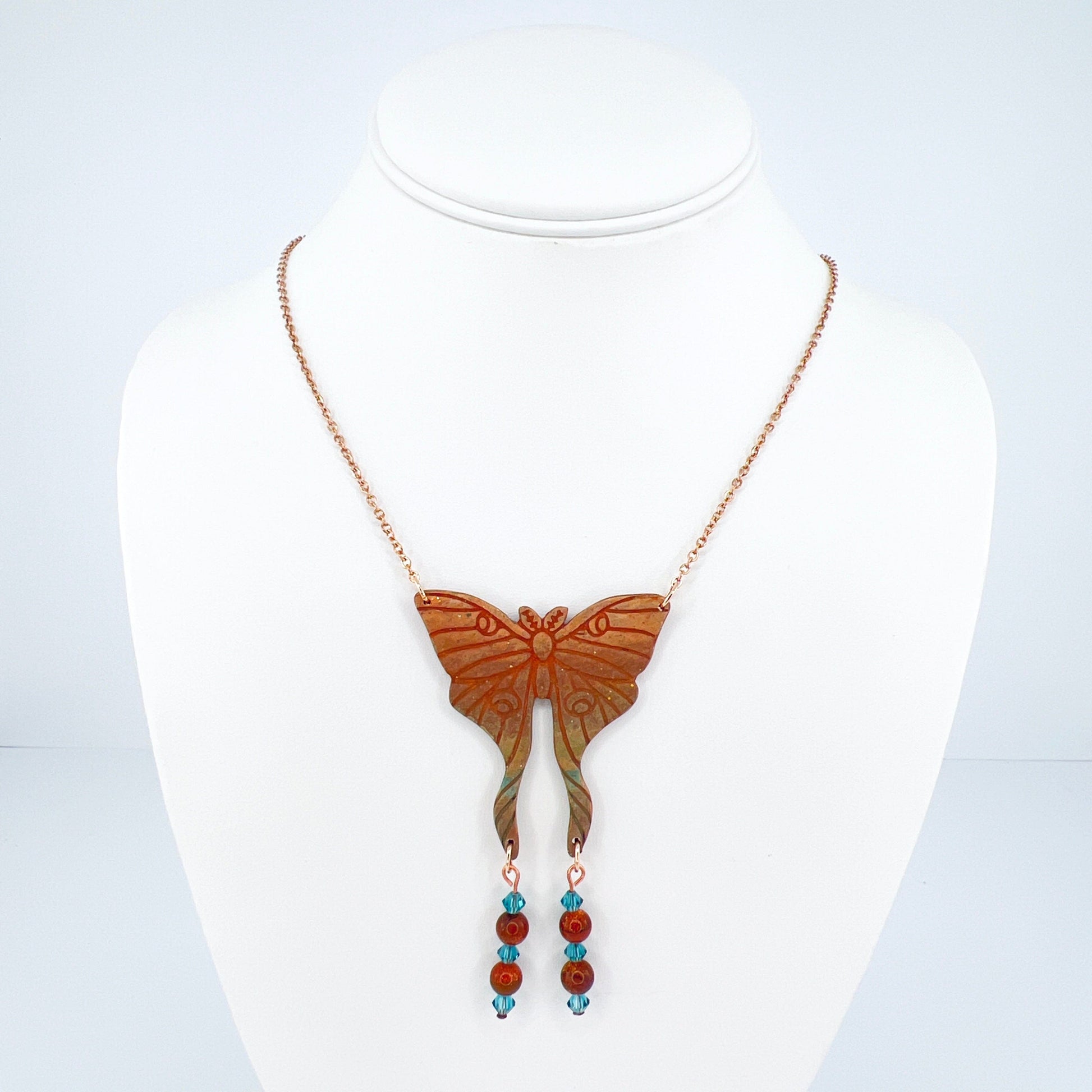 Necklace Moth Necklace with Beads