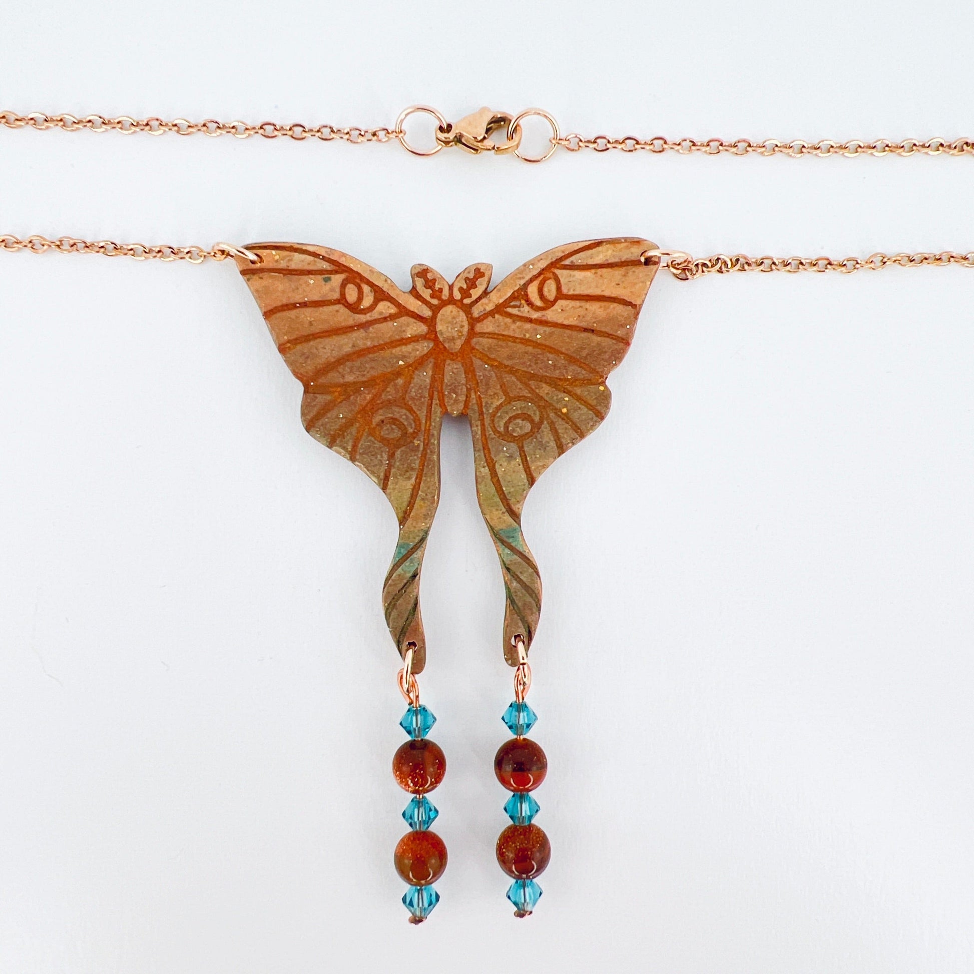 Necklace Moth Necklace with Beads