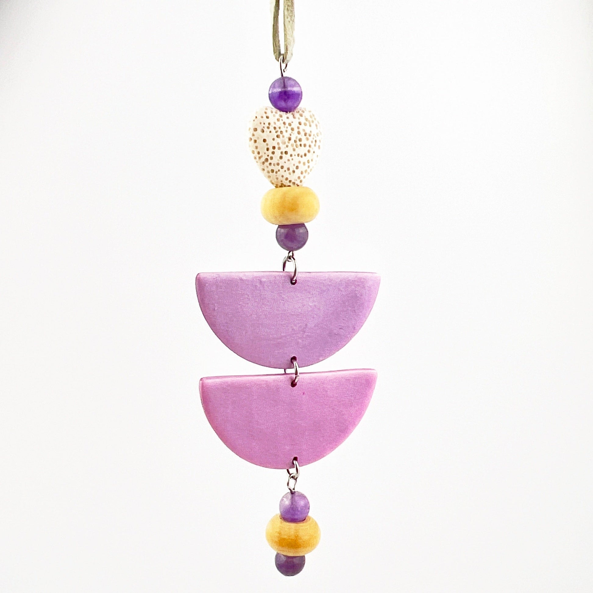 Oil Diffuser Purple Stacked Half Circles & Amethyst - Oil Diffuser