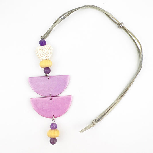 Oil Diffuser Purple Stacked Half Circles & Amethyst - Oil Diffuser
