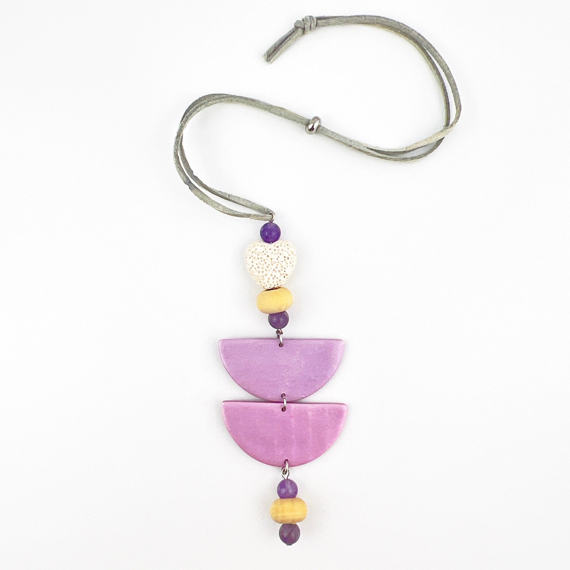 Oil Diffuser Purple Stacked Half Circles & Amethyst - Oil Diffuser