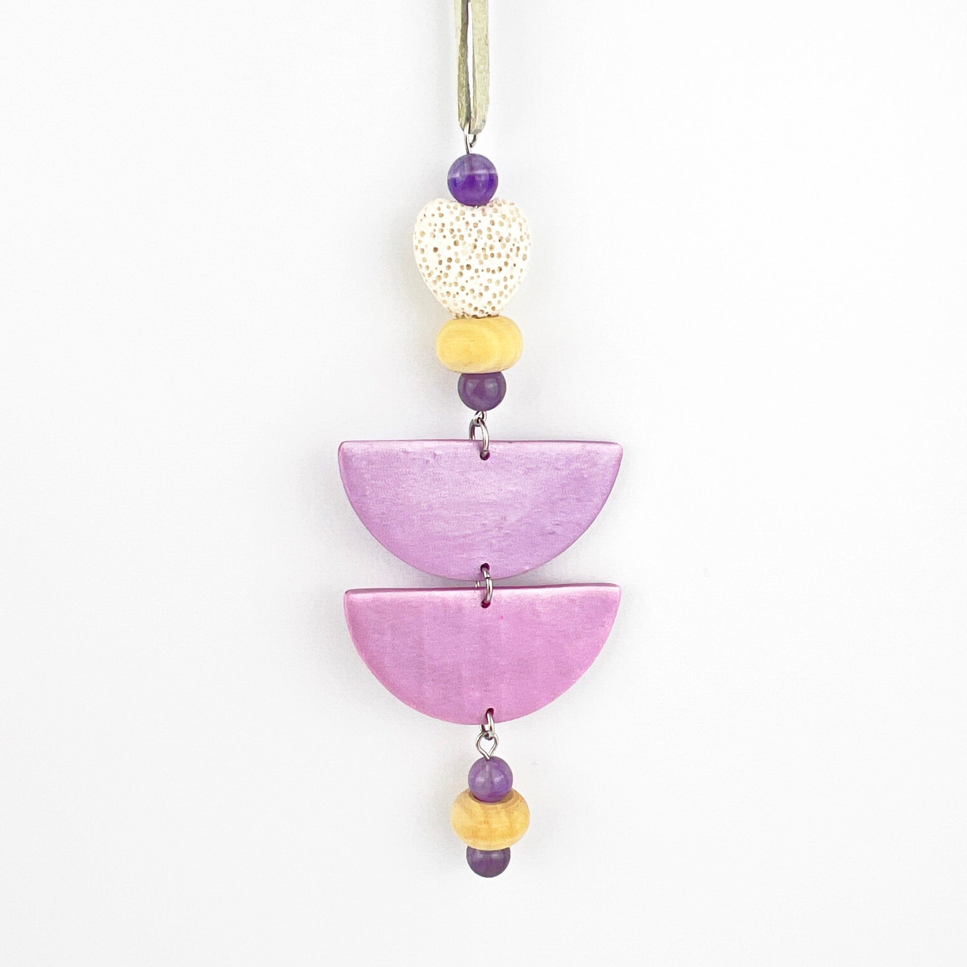 Oil Diffuser Purple Stacked Half Circles & Amethyst - Oil Diffuser