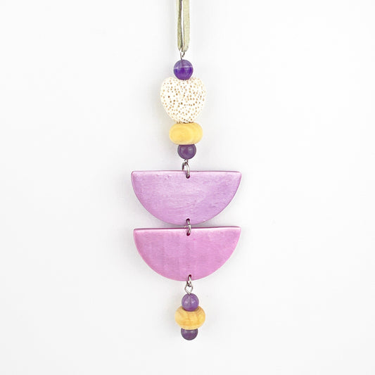 Oil Diffuser Purple Stacked Half Circles & Amethyst - Oil Diffuser