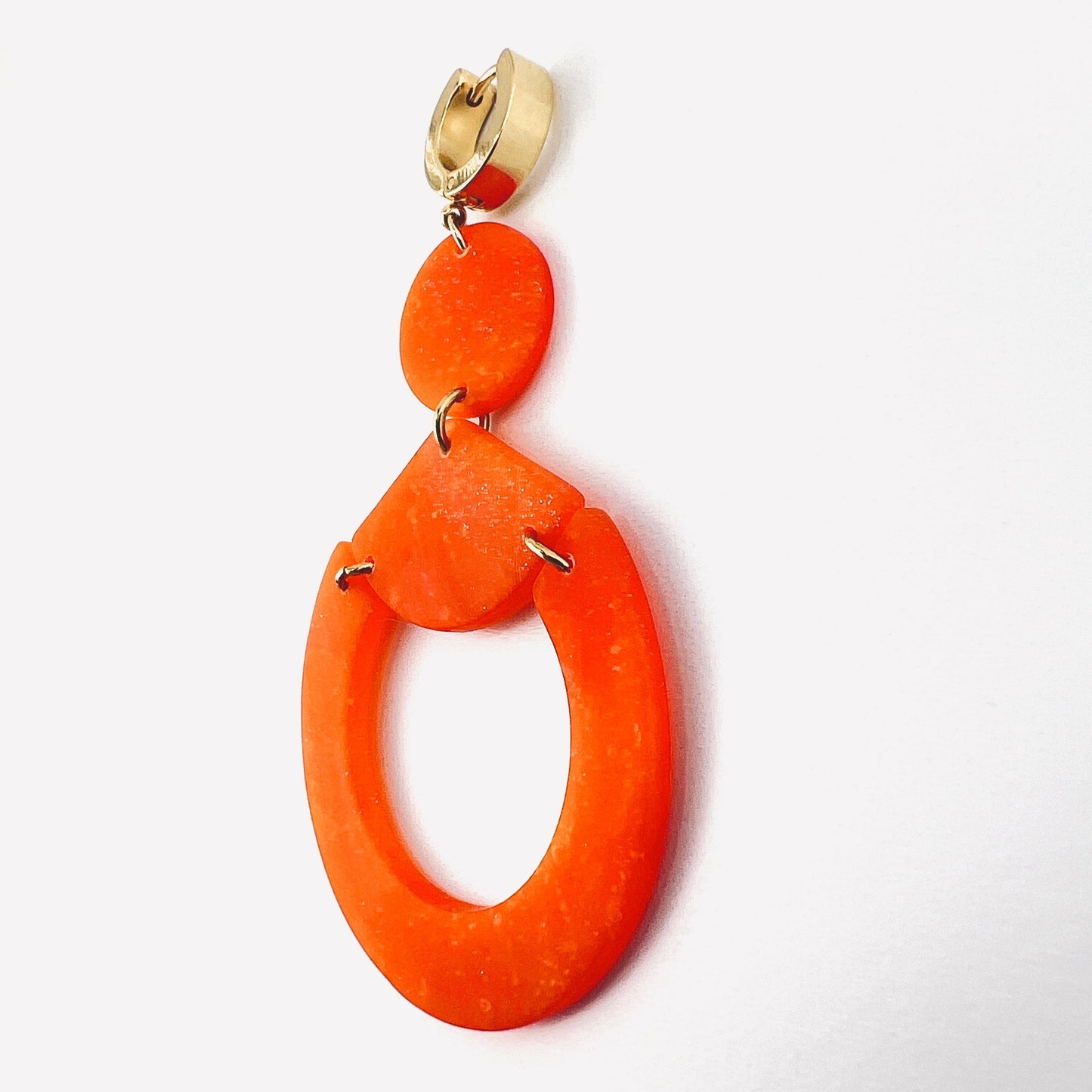 Orange Circle & Triangle Earrings