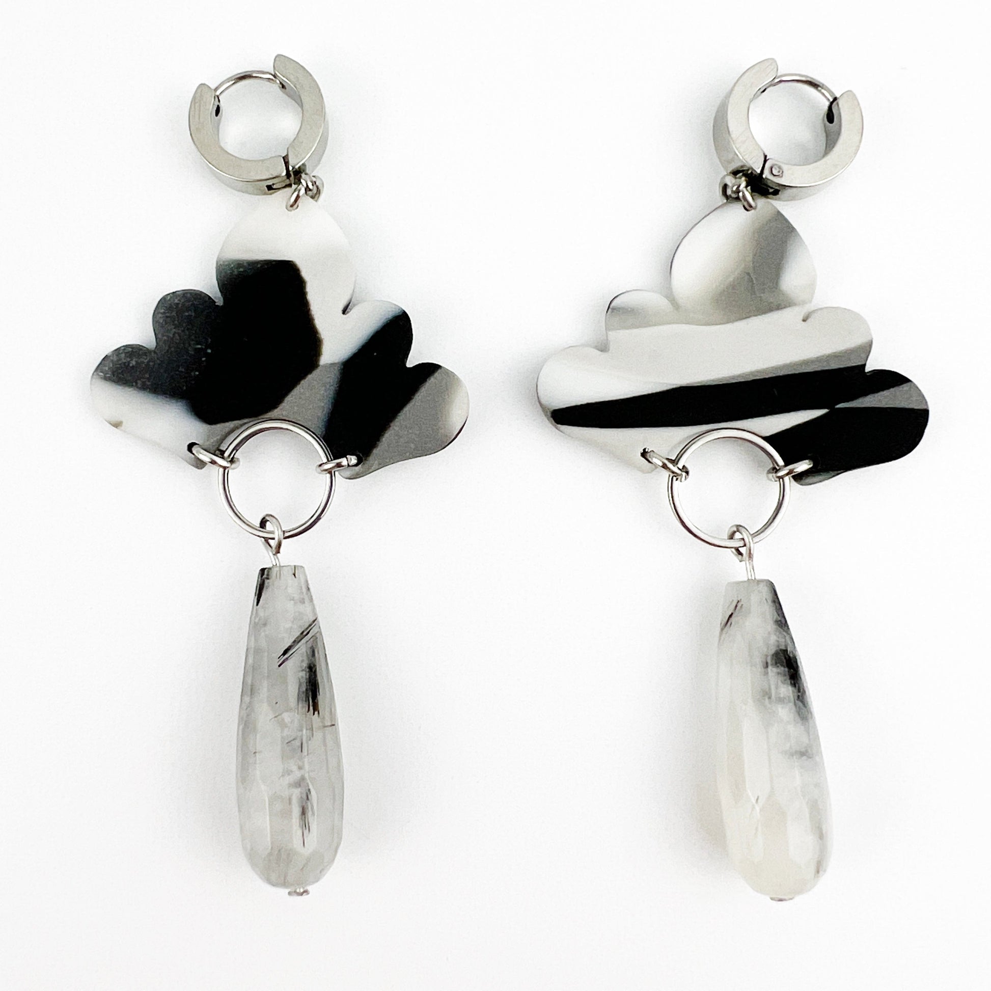 Ozul - Black, White & Grey Earrings