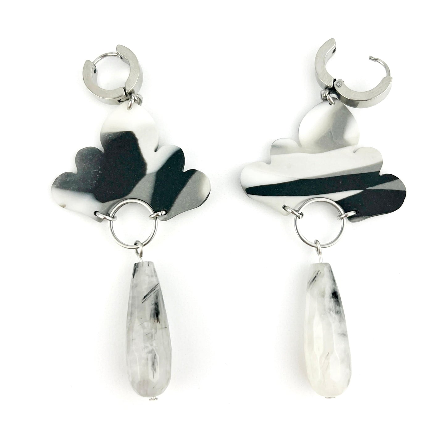 Ozul - Black, White & Grey Earrings