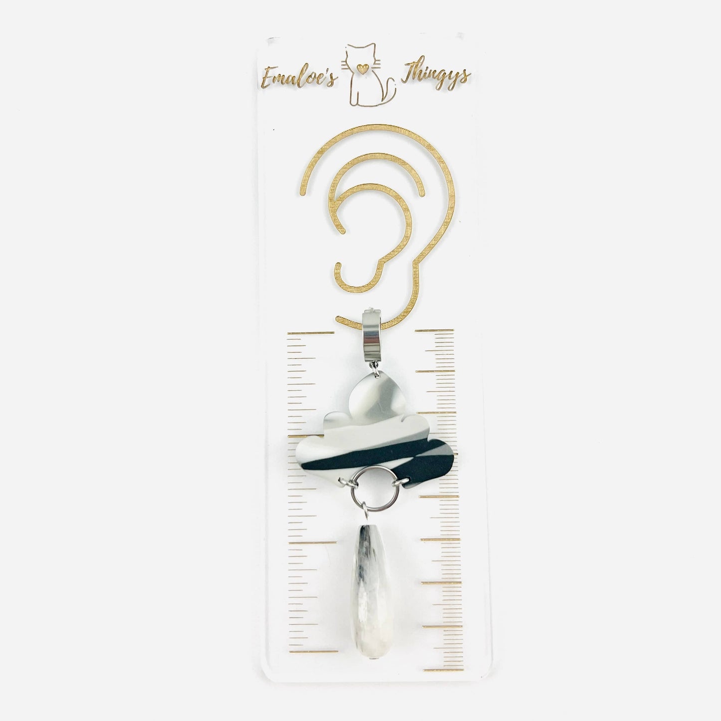 Ozul - Black, White & Grey Earrings