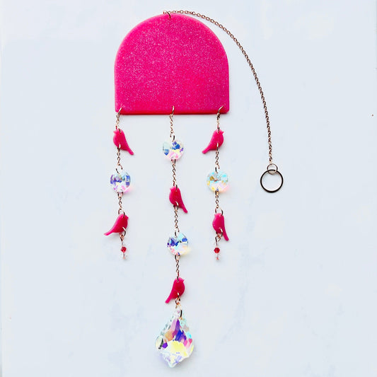 Pink Pink Arch with Birds Suncatcher