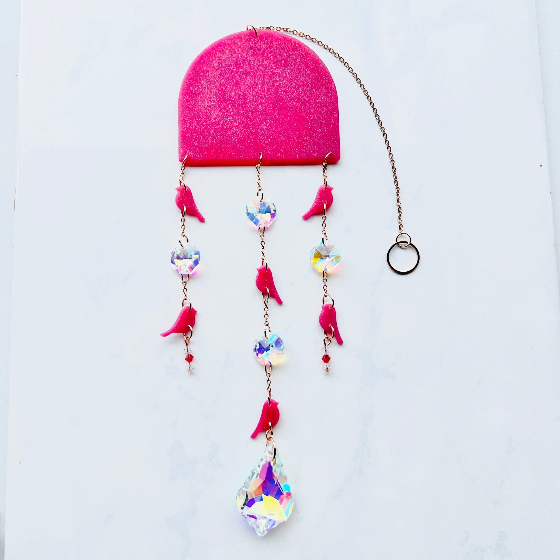 Pink Pink Arch with Birds Suncatcher
