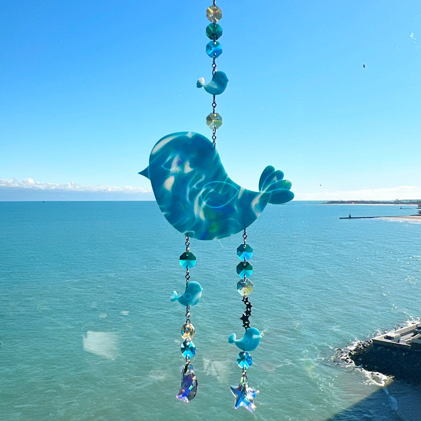 Suncatchers Marbled White / Blue / Green Bluebird Suncatcher