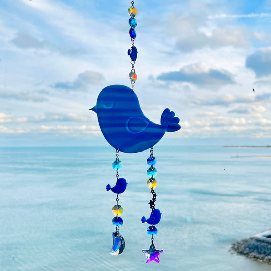 Suncatchers Striped Blue / Silver / Navy Bluebird Suncatcher