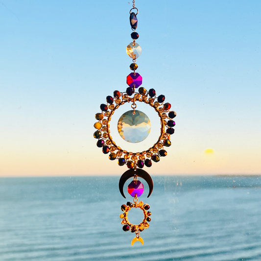 Suncatchers Celestial Glow Suncatcher – Pink, Purple & Gold Glass Beaded Decor