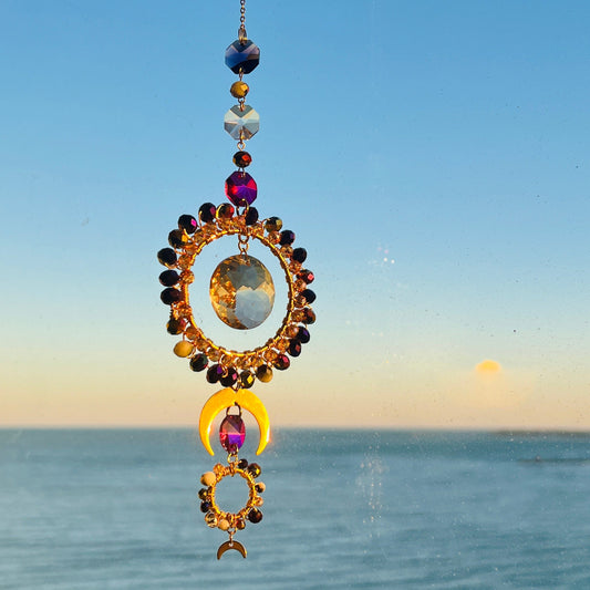 Suncatchers Celestial Glow Suncatcher – Pink, Purple & Gold Glass Beaded Decor