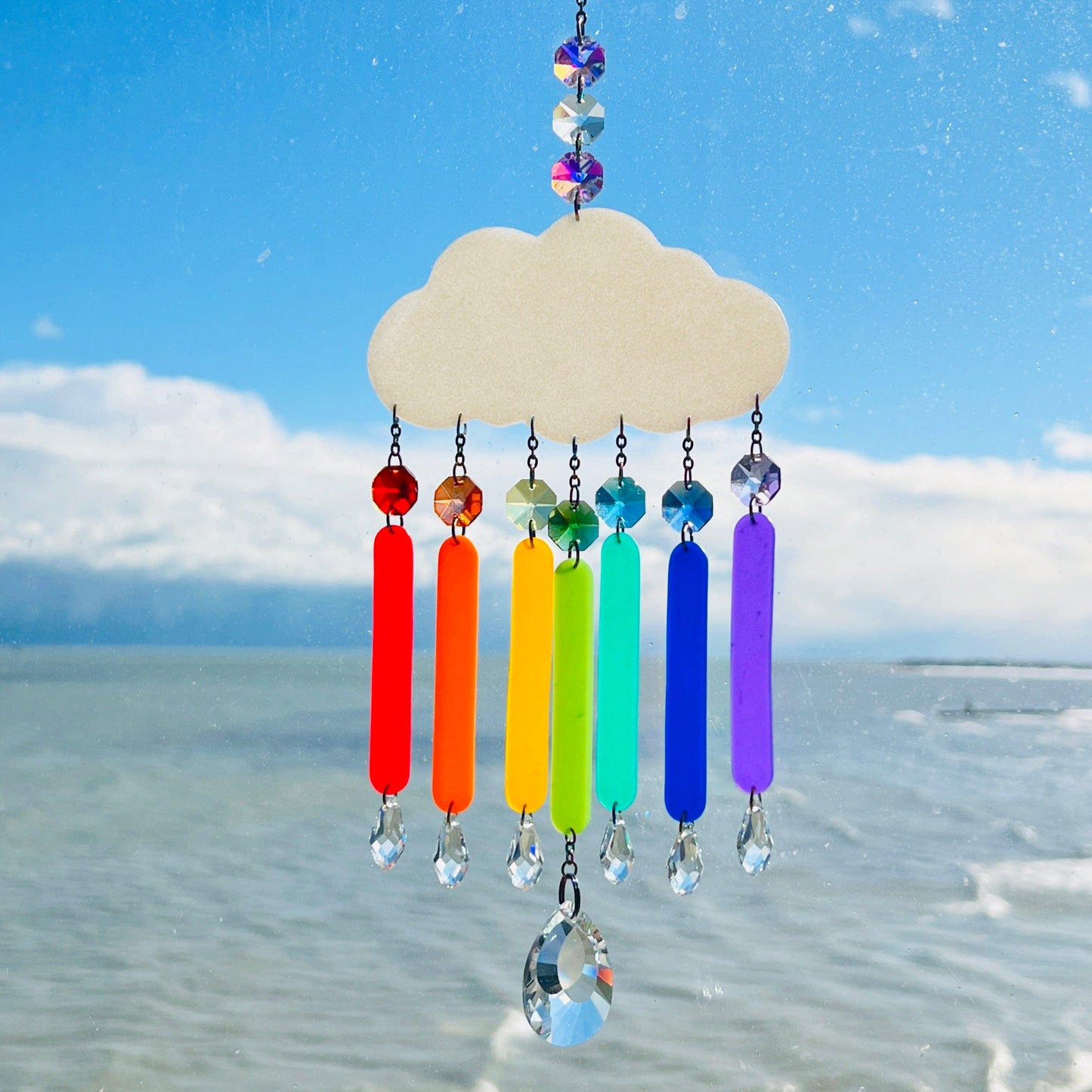 Suncatchers Chasing Rainbows Cloud Suncatcher – Polymer Clay Decor