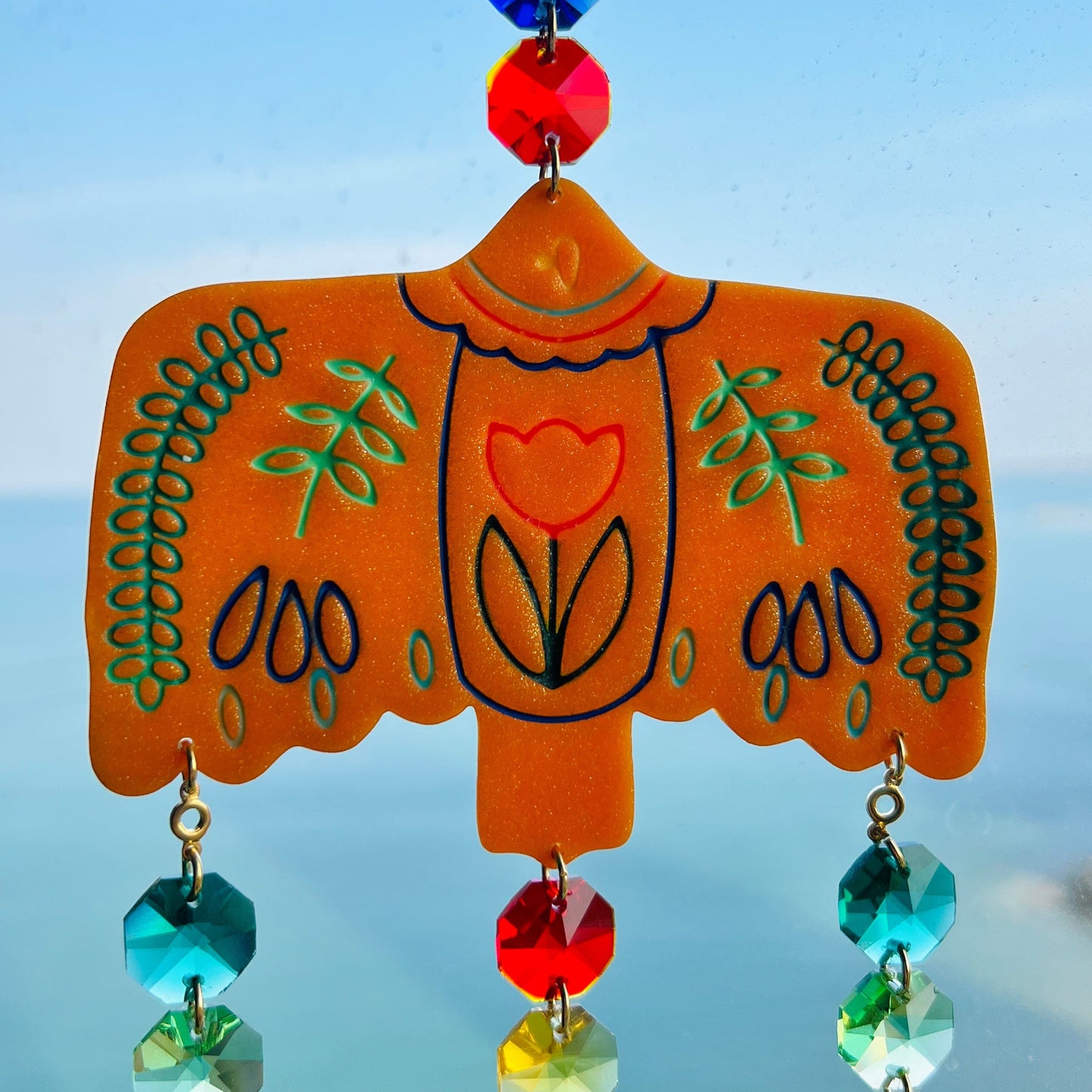 Suncatchers Folk Art Bird Suncatcher – Handmade Window Ornament