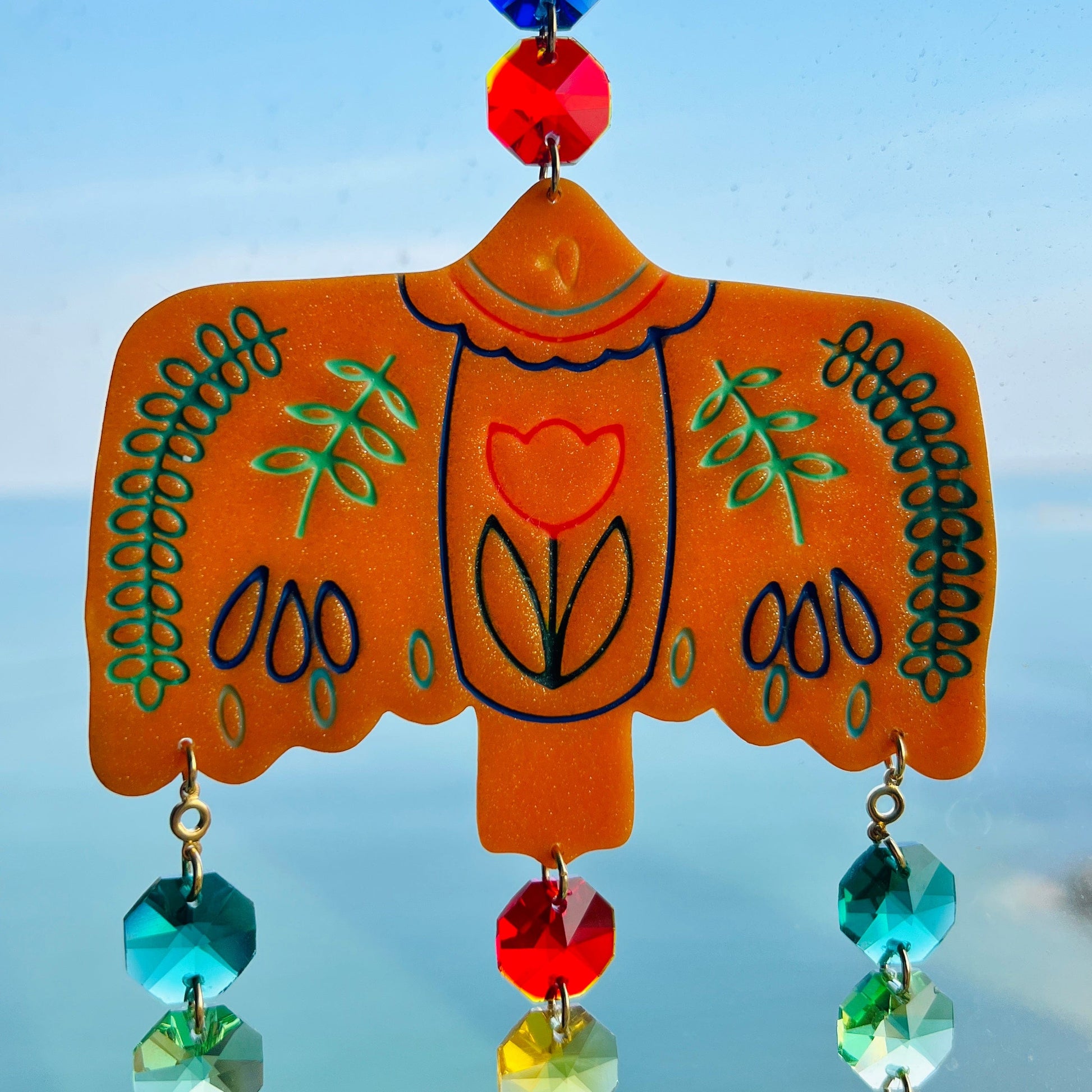 Suncatchers Folk Art Bird Suncatcher – Handmade Window Ornament
