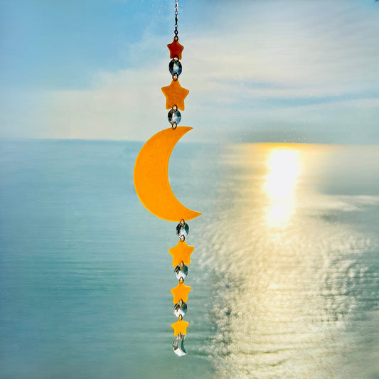 Suncatchers Golden Moon & Stars Solar Glow Suncatcher