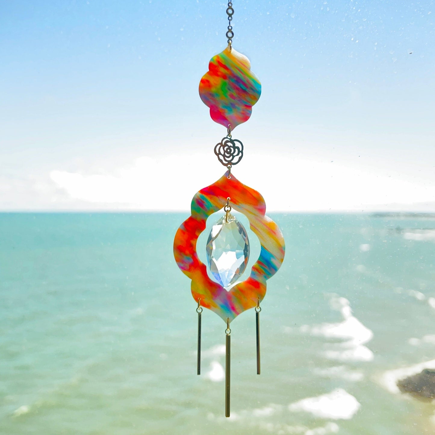 Suncatchers Watercolor | Gold Moroccan Tile Cutout Suncatcher - Artisan Window Decor