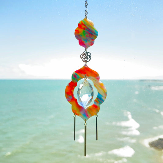 Suncatchers Watercolor | Gold Moroccan Tile Cutout Suncatcher - Artisan Window Decor
