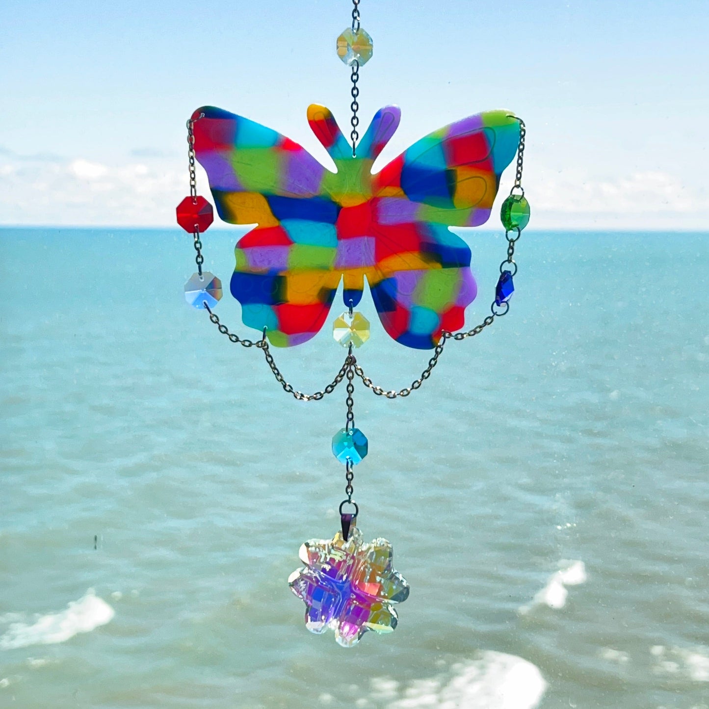 Suncatchers Multicolored | Rainbow Multicolored Butterfly Suncatcher