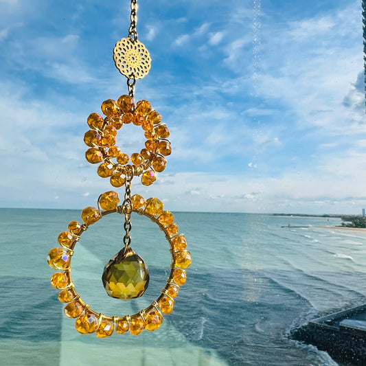 Suncatchers Orange AB Glass Suncatcher – Handmade Crystal Window Decor
