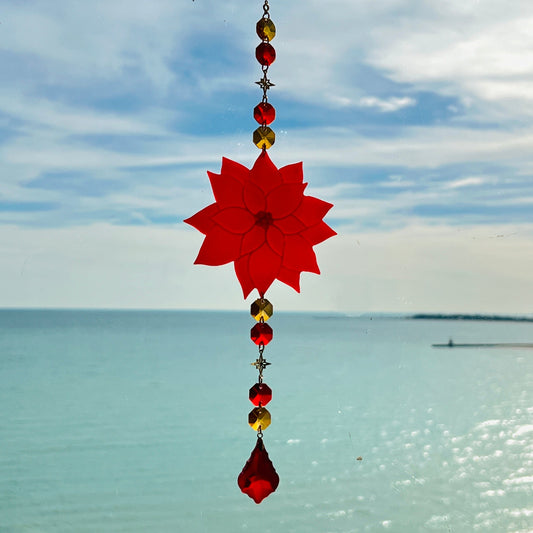 Suncatchers Red / Golden Poinsettia Suncatcher