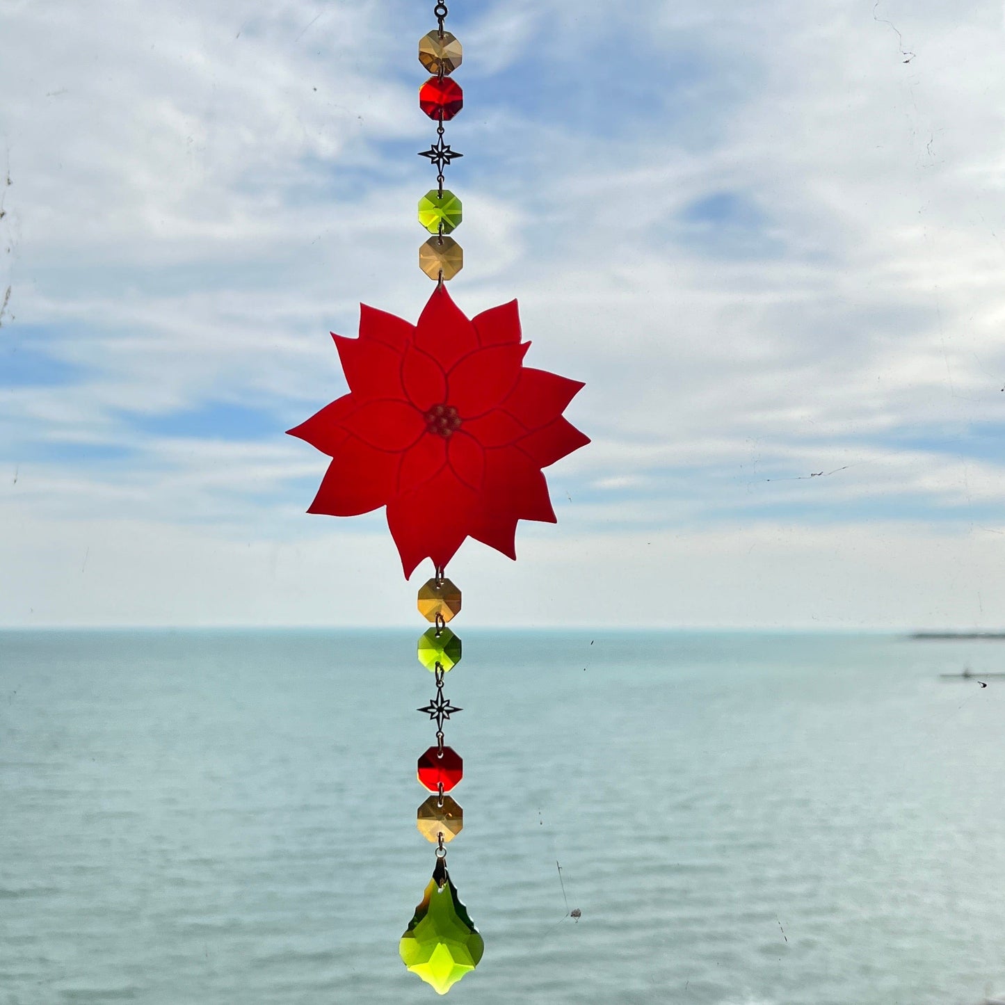 Suncatchers Red / Green / Golden Poinsettia Suncatcher