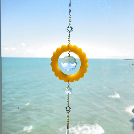 Suncatchers Yellow-Orange Scalloped Circle Suncatcher – Handmade Window Decor