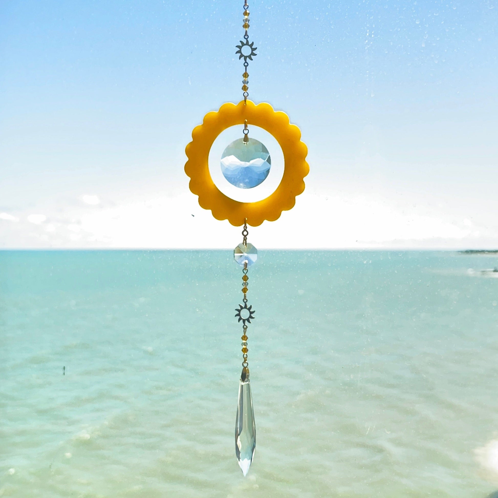 Suncatchers Yellow-Orange Scalloped Circle Suncatcher – Handmade Window Decor