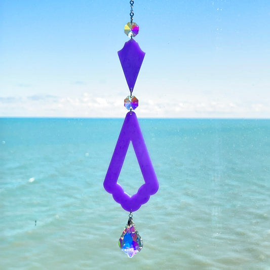 Suncatchers Purple Scalloped Triangle Suncatcher