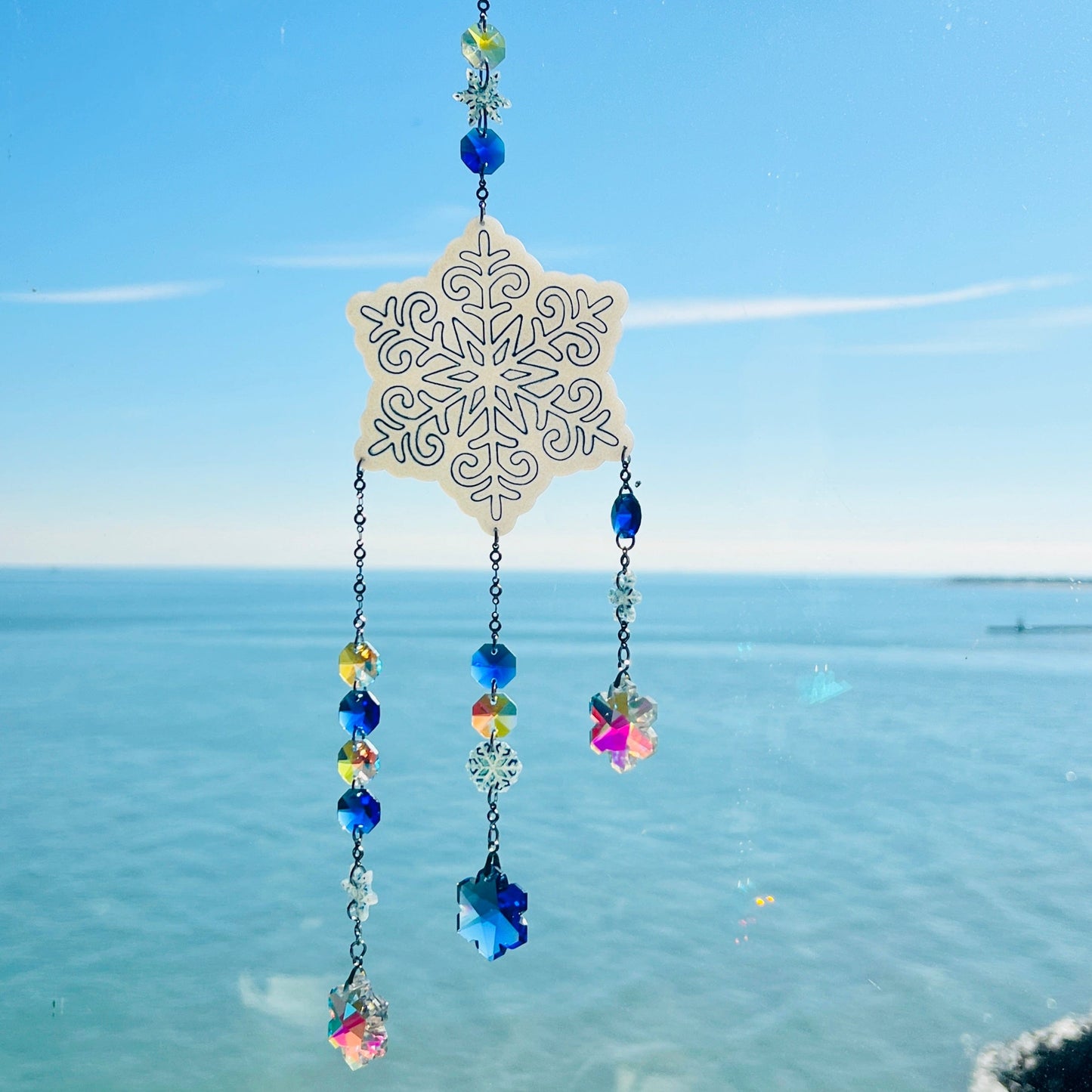 Suncatchers Shimmering blue Snowflake Suncatcher