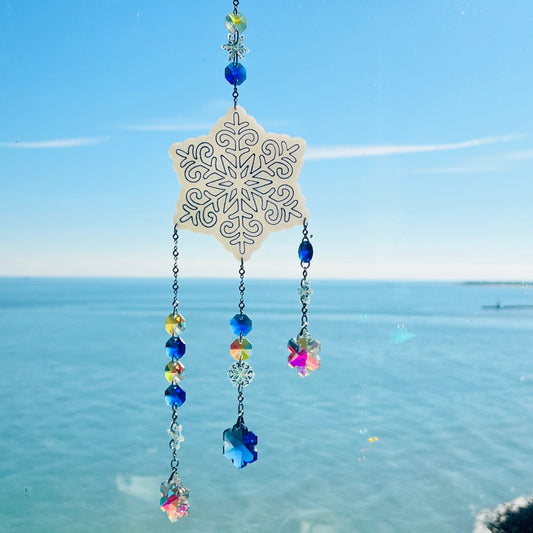 Suncatchers Shimmering blue Snowflake Suncatcher