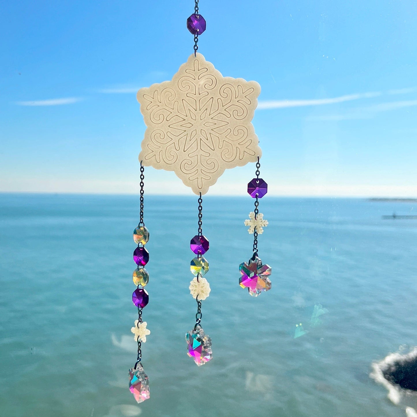 Suncatchers Wintery Purple Snowflake Suncatcher