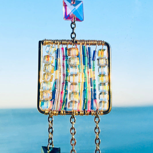 Suncatchers Square Prism Suncatcher – Handmade Glass Bead Decor