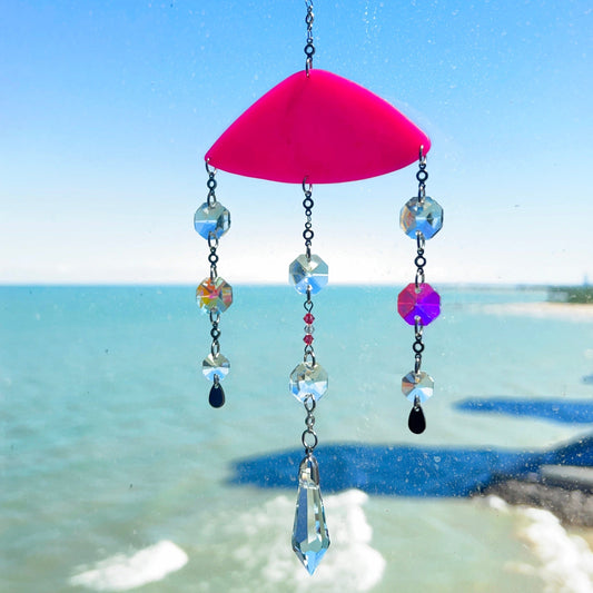 Suncatchers Pink Wide Triangle Suncatcher