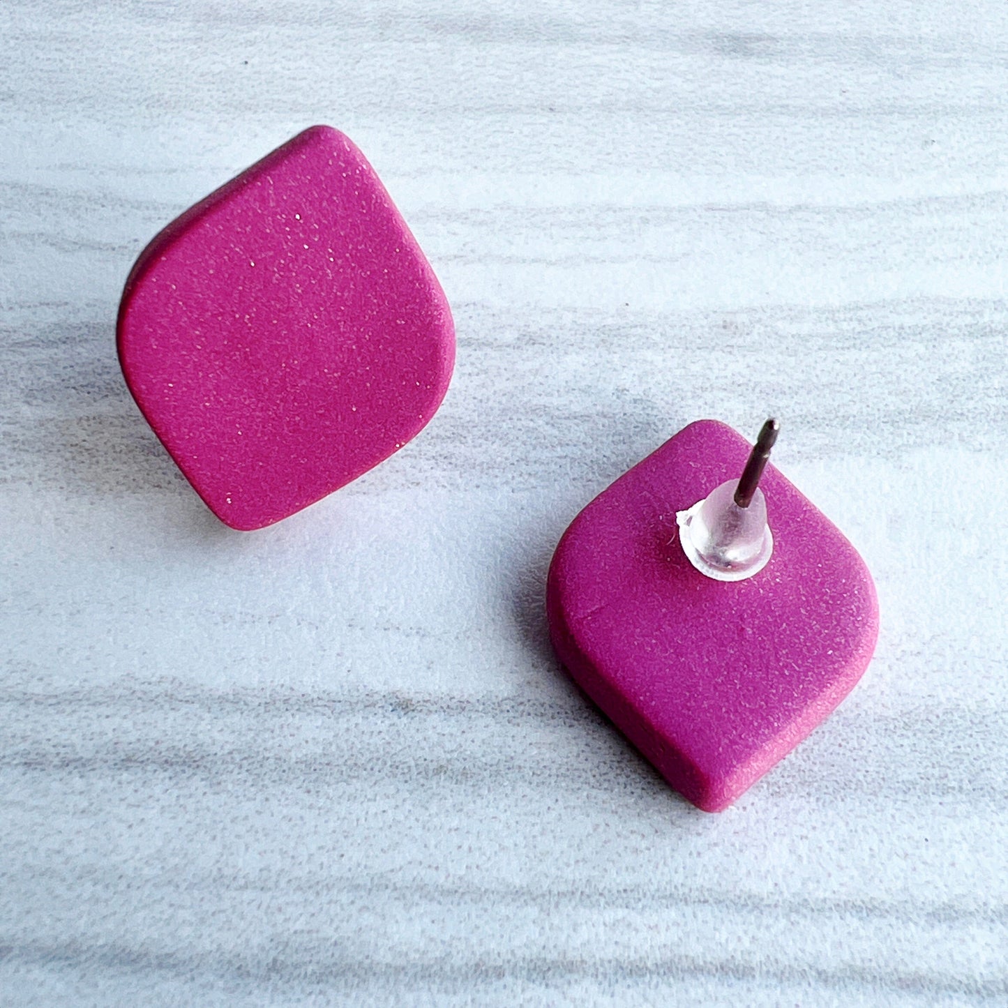 Earring Fuchsia Curved Diamond Stud Earrings